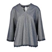 Katoenmix Blouse met Elastaan Max Mara , Blue , Dames