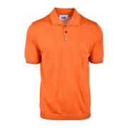 Gebreid Katoenen Poloshirt Alpha Studio , Orange , Heren