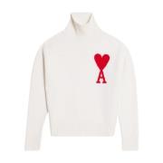 Oversized Trechter Hals Trui Ami Paris , White , Heren