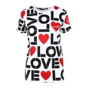 Katoenen T-shirt met Stijlvol Ontwerp Love Moschino , Multicolor , Dam...