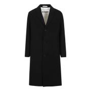 Zwarte Wol Militaire Stijl Jas Jil Sander , Black , Heren