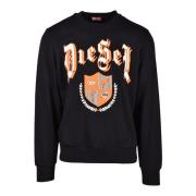 Katoenmix Sweater Diesel , Black , Heren