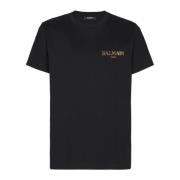 T-shirt met vintage gel logo Balmain , Black , Heren