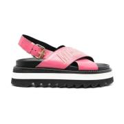 Roze Casual Open Platte Sandalen Moschino , Pink , Dames