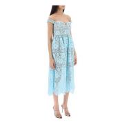 Midi jurk met bloemenkant en kristallen Self Portrait , Blue , Dames