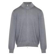 Wollen cardigan met rits Made in Italy Barba , Gray , Heren