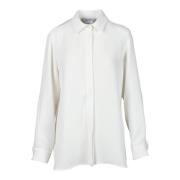 Elegante Blouse met Triacetaat Polyester Mix Max Mara , White , Dames