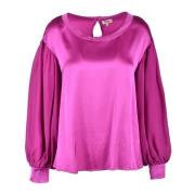 Zijde Blend Blouse Her Shirt , Purple , Dames