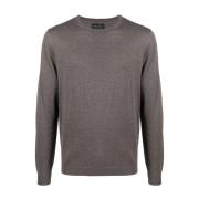 Stijlvolle Pullover met Ronde Hals Roberto Collina , Gray , Heren