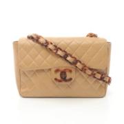 Pre-owned Leather chanel-bags Chanel Vintage , Beige , Dames