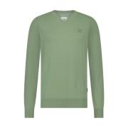 V-Neck Pullover Plai State of Art , Green , Heren