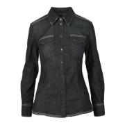 Casual overhemd met katoenmix Dondup , Black , Dames