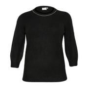 Zwart Diep Pullover Trui met Glitter Detail Kaffe Curve , Black , Dame...