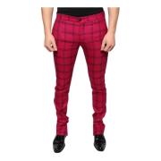 Roze geruite wollen skinny broek Dolce & Gabbana , Pink , Heren