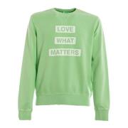 Gedrukte Katoenen Sweater Sun68 , Green , Heren