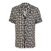 Kortemouw monogramshirt Balmain , Black , Heren