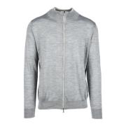 Wol Zijde Mix Gebreide Top Eleventy , Gray , Heren