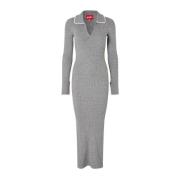 Gebreide jurk met V-hals en kraag Cras , Gray , Dames