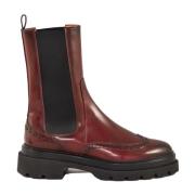 Leren laarzen met rubberen zool Santoni , Red , Dames