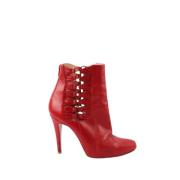 Pre-owned Leather boots Christian Louboutin Pre-owned , Red , Dames