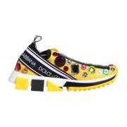 Rhinestone Lage Sneakers Geel Dolce & Gabbana , Yellow , Dames