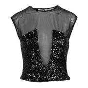 Elegante Top met Stretchstof Pinko , Black , Dames