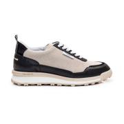 Beige Katoenen Sneakers met Leer en Suède Thom Browne , Multicolor , H...