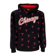 Chicago Bulls AOP Fleece Hoodie Mitchell & Ness , Black , Heren