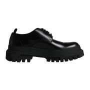 Zwarte Leren Veterschoenen Dolce & Gabbana , Black , Heren