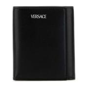 Klassieke Zwarte Leren Portemonnee Versace , Black , Heren