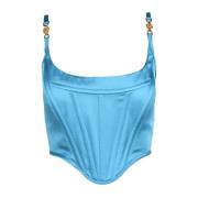 Elegante Collectie Gebreide Top Versace , Blue , Dames