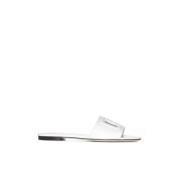 Witte Leren Logo Sandalen Dolce & Gabbana , White , Dames