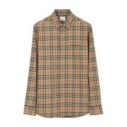 Vintage Check Patroon Grijs Overhemd Burberry , Gray , Heren