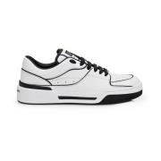 Witte Leren Geperforeerde Sneakers met Zwarte Veters Dolce & Gabbana ,...