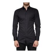 Zwarte Slim Fit Formele Overhemd Spreid Kraag Dolce & Gabbana , Black ...