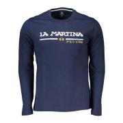 Blauw Heren T-shirt met Lange Mouwen Geborduurd La Martina , Blue , He...