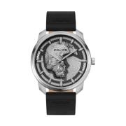 Zwarte leren quartz horloge Police , Black , Heren