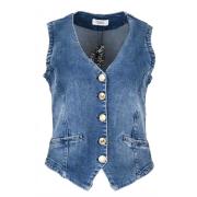 Geborduurde Denim Gilet DNM Pure , Blue , Dames