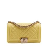 Pre-owned Leather chanel-bags Chanel Vintage , Yellow , Dames