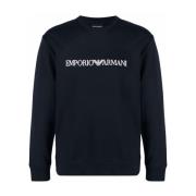 Blauwe Logo Print Trui Emporio Armani , Blue , Heren