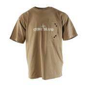 Beige Oversized T-shirt voor Heren Stone Island , Beige , Heren