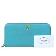 Pre-owned Leather wallets Prada Vintage , Blue , Dames