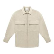 Stijlvolle Cord Overshirt in IJs Wit Nude , White , Heren