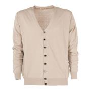 V-hals Knoop Heren Vest Cashmere Company , Beige , Heren