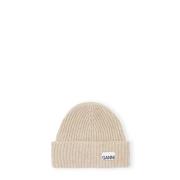 Gestructureerde Rib Beanie Ganni , Beige , Dames