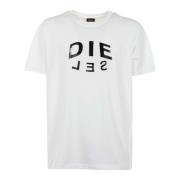 Wit Katoenen T-Shirt voor Mannen Diesel , White , Heren