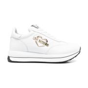 Witte platte schoenen met metalen logo Love Moschino , White , Dames