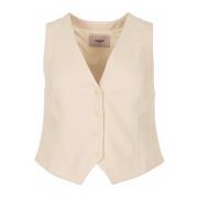 Beige Mouwloos Gilet met Glitter Freebird , Beige , Dames