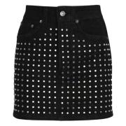 Donkere Denim Rok met Studs Dondup , Blue , Dames