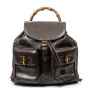 Pre-owned Leather backpacks Gucci Vintage , Brown , Dames